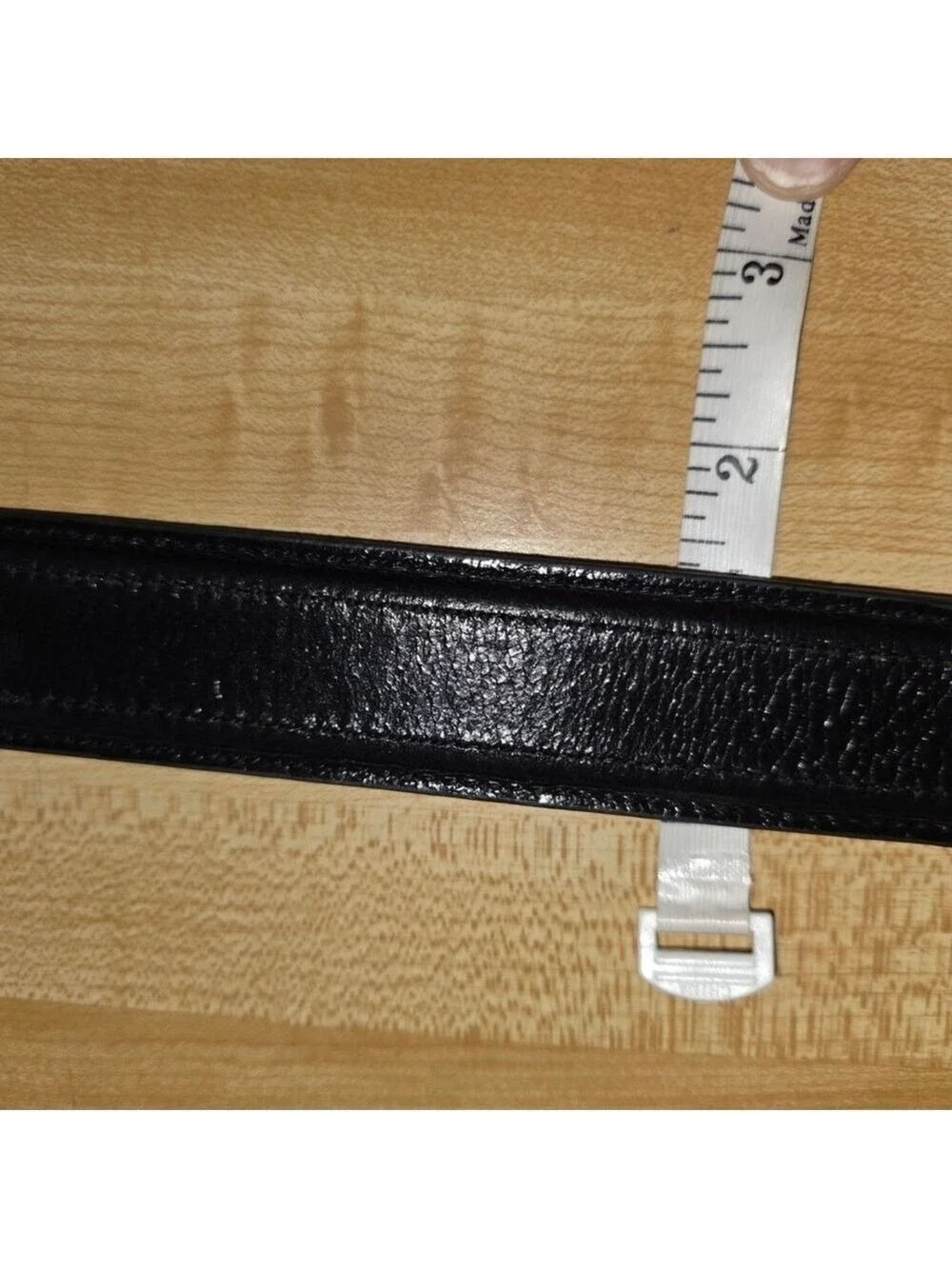 Tommy Hilfiger Black Leather Belt Silver Buckle Size 34 35 #BLT7